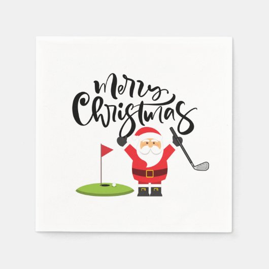 Golf Merry Kerstmis met Santa Claus Golfing Servet (Voorkant)