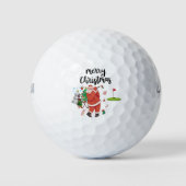 Golf Merry Kerstmis met Santa Claus op vlag Gol Golfballen (Voorkant)