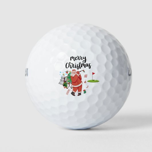 Golf Merry Kerstmis met Santa Claus op vlag Gol Golfballen (Voorkant)