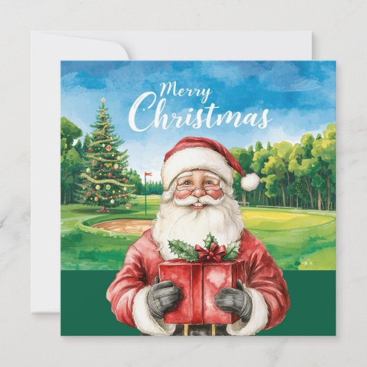 Golf Merry Kerstmis met Santa Claus voor golfer (Voorkant)