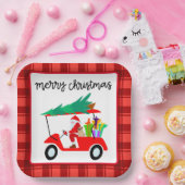 Golf Merry Kerstmis met Santa-golfkar Papieren Bordje (Feest)