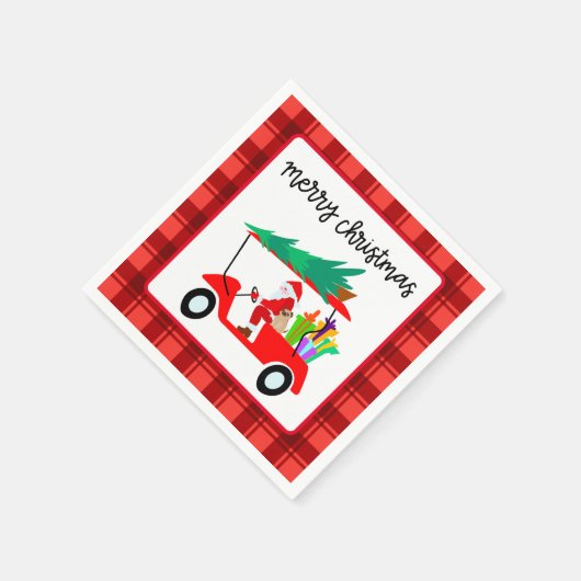 Golf Merry Kerstmis met Santa-golfkar Servet (Hoek)