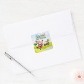 Golf Merry Kerstmis met Santa-golfkar Vierkante Sticker (Envelop)