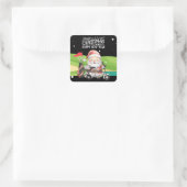 Golf Merry Kerstmis met Santa-golfkar Vierkante Sticker (Tas)