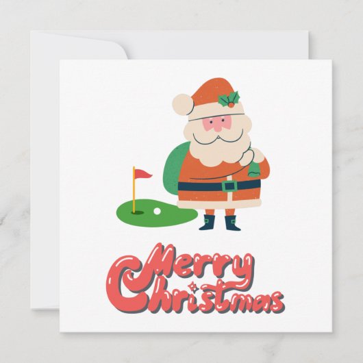 Golf Merry Kerstmis met Santa op golfbaan (Voorkant)