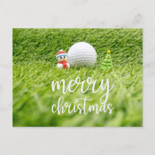 Golf Merry Kerstmis met Snowman en Golf Ball Briefkaart