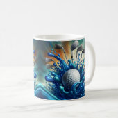 Golf met blauwe watersplas koffiemok (Voorkant rechts)