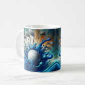 Golf met blauwe watersplas koffiemok (Voorkant links)