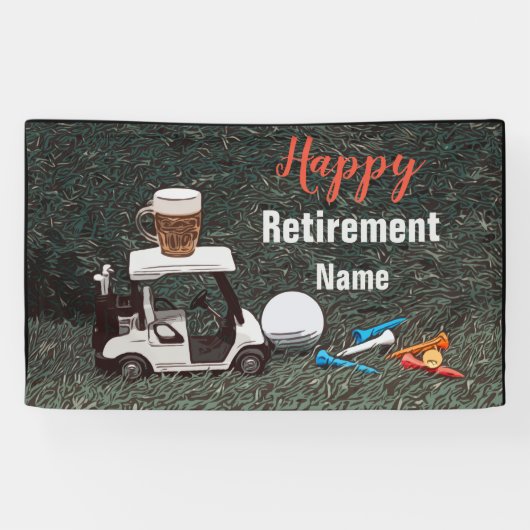 Golf met goede pensionering met Name Bergkar  Spandoek (Horizontaal)