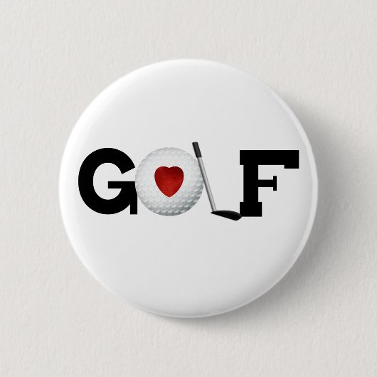 Golf met Golf Ball Ronde Button 5,7 Cm (Voorkant)