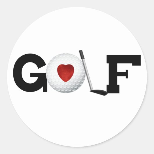 Golf met Golf Ball Ronde Sticker (Voorkant)