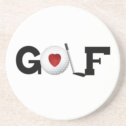 Golf met Golfbal-overhemden en -cadeaus Zandsteen Onderzetter (Voorkant)