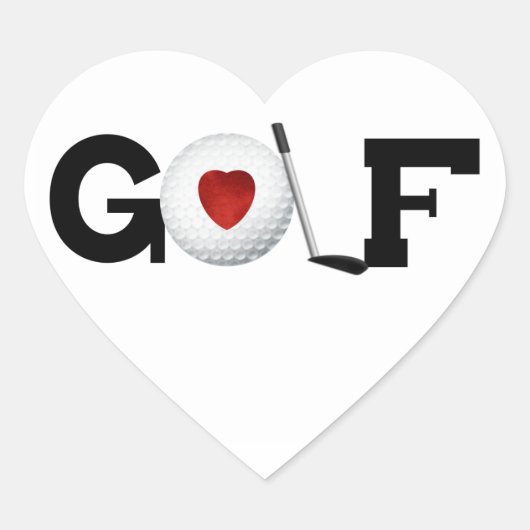 Golf met Golfbal-overhemden en -cadeautjes Hart Sticker (Voorkant)