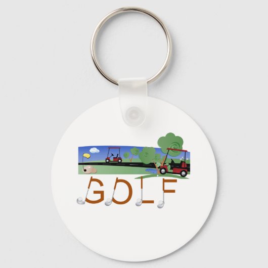 Golf met Golfkarren Sleutelhanger (Voorkant)