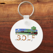 Golf met Golfkarren Sleutelhanger (Voorkant)