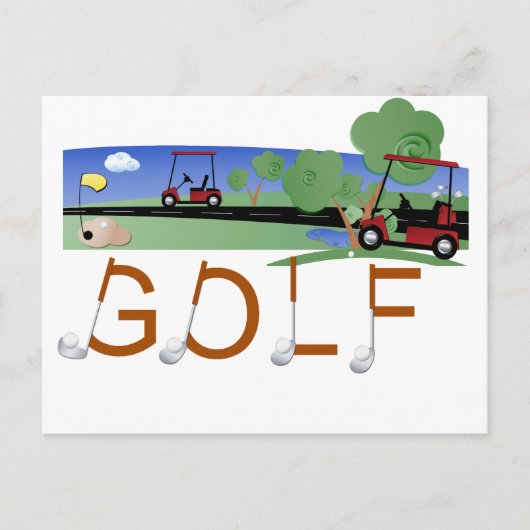 Golf met Golfkarts, T-shirts en cadeautjes Briefkaart (Voorkant)