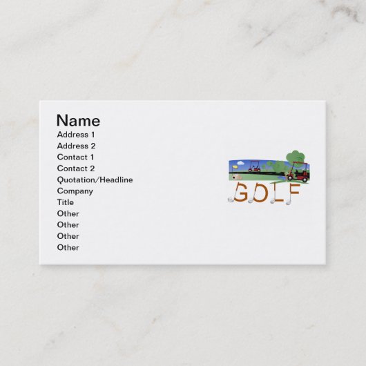 Golf met Golfkarts, T-shirts en cadeautjes Visitekaartje (Voorkant)