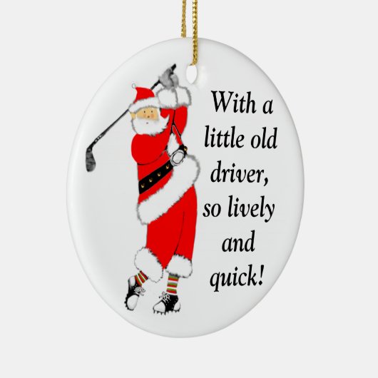 Golf met kerstcadeau keramisch ornament (Rechts)