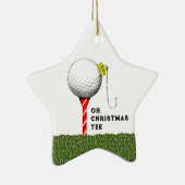 Golf met kerstcadeau keramisch ornament (Rechts)