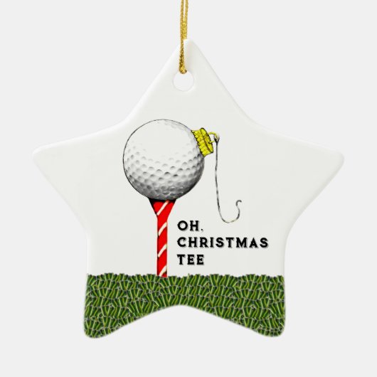 Golf met kerstcadeau keramisch ornament (Voorkant)
