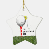 Golf met kerstcadeau keramisch ornament (Links)