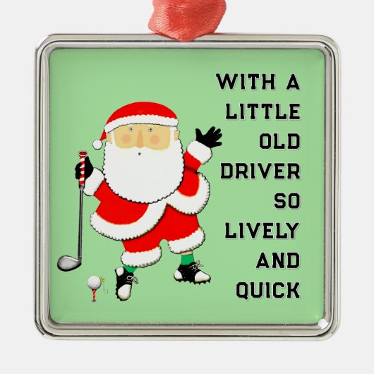 Golf met kerstcadeau metalen ornament (Voorkant)