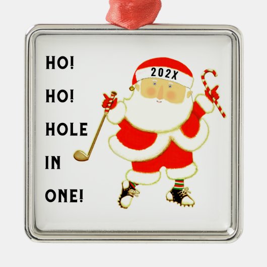 Golf met kerstcadeau metalen ornament (Voorkant)