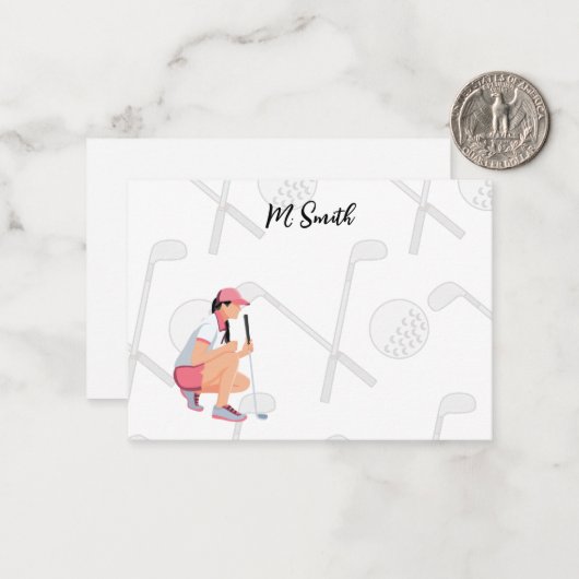 Golf met naam voor golfer Note Card Notitiekaartje (Voorkant / Achterkant in situ)