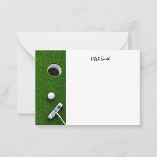 Golf met naam voor golfer notitiekaartje (Voorkant)