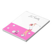 Golf met naam voor golfervrouw Roze thema Notitieblok (Linkerzijde)