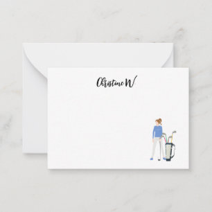 Golf met naam voor vrouw golfer notitiekaartje