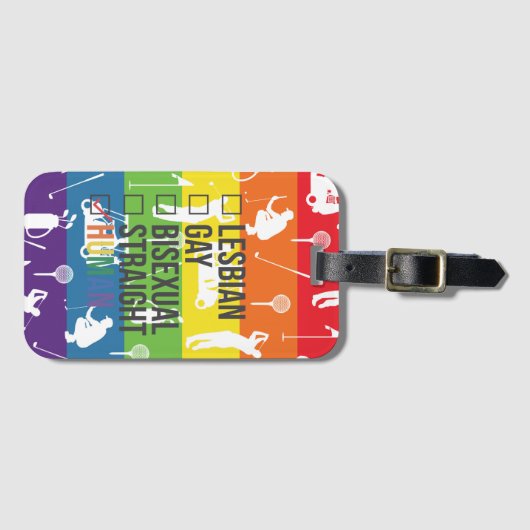 Golf met Pride: Regenboog Bagagelabel (Voorkant (horizontaal))