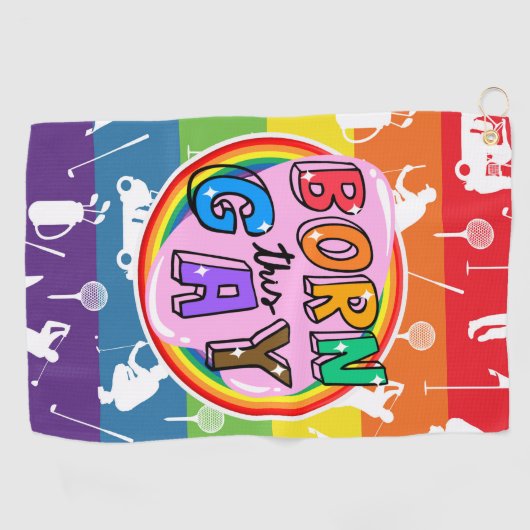 Golf met Pride: Regenboog Golfhanddoek (Horizontaal)