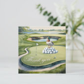 Golf met tekst op golfbaan waterverf stijl bedankkaart (Staand voorkant)