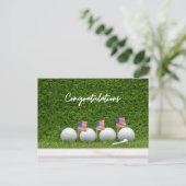 Golf met vlag van Amerika Felicitaties  Briefkaart (Staand voorkant)