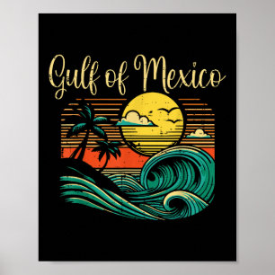 Golf Mexico Beach Golven Surf Tropische vrouwen Poster