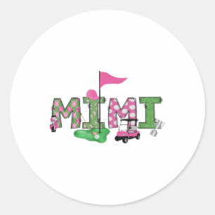 Golf Mimi roze gat in een golf 1e verjaardag meisj Ronde Sticker