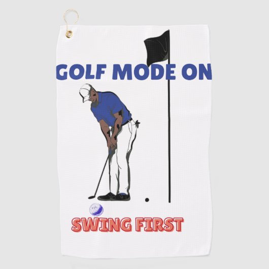 Golf Mode ON: Swing First | Funny Golfer Graphic T Golfhanddoek (Voorkant)