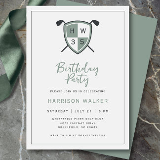 Golf Modern Any Age Birthday Party Stylish Green Kaart