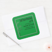 Golf Modern Corporate Green Black 50th Birthday Vierkante Sticker (Envelop)