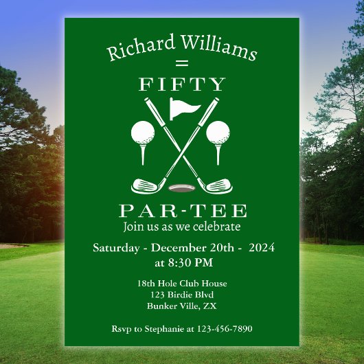 Golf Modern Emblem Clubs 50e verjaardag Kaart