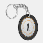 Golf Modern Golfer Classic Monogram Zwart Oranje Sleutelhanger (Voorkant Links)