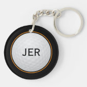 Golf Modern Golfer Classic Monogram Zwart Oranje Sleutelhanger (Achterkant)