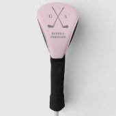 Golf modern initiaal monogram roze korrelig golfheadcover (Voorkant)