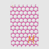 Golf Modern Pink White Oranje Initiaal Sports Golf Golfhanddoek (Voorkant)