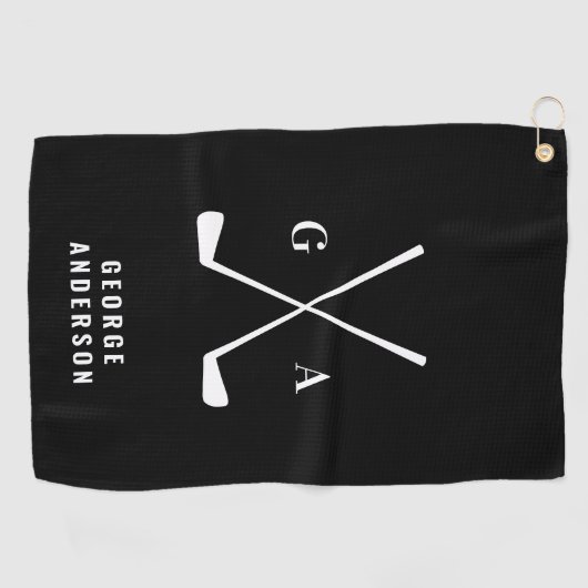 Golf modern typografische initialen monogram elega golfhanddoek (Horizontaal)