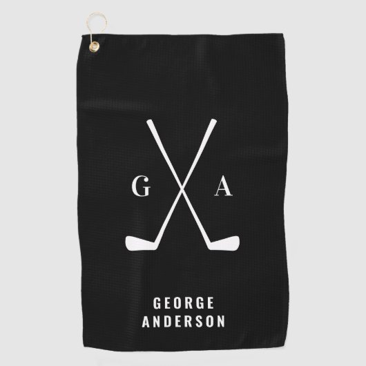 Golf modern typografische initialen monogram elega golfhanddoek (Voorkant)