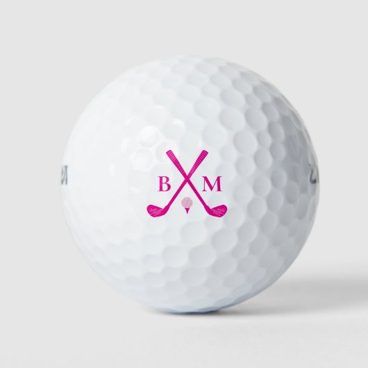 Golf Modern Typography Initials Monogram Elegant Golfballen (Voorkant)