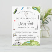 Golf Modern Verjaardagsfeest Kaart (Staand voorkant)