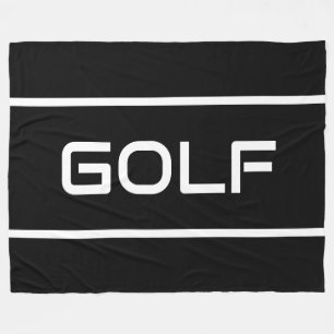GOLF Modern Witte Tekst Strepen Op Krachtig Zwart Fleece Deken